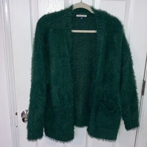 American Eagle Teal Fuzzy Cardigan with pockets